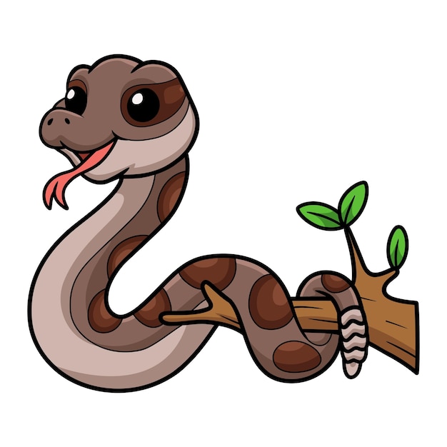 Vector cute rattlesnake cartoon on tree branch