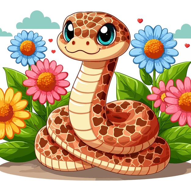 Vector cute rattlesnake vector cartoon illustration