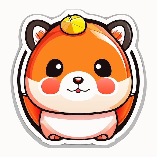 Cute realistic hamster sticker dressed in orange fruit with white background