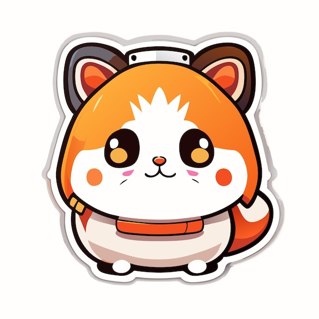 Cute realistic hamster sticker dressed in orange fruit with white background