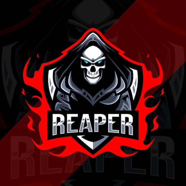 Cute reaper mascot logo esport design