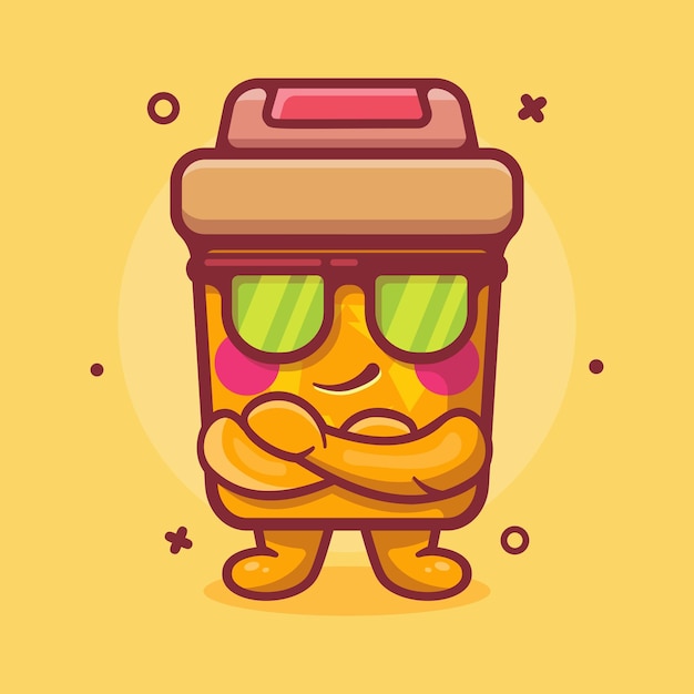 Cute recycle bin character mascot cool expression isolated cartoon in flat style design