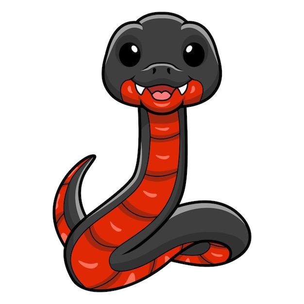 Cute red bellied black snake cartoon