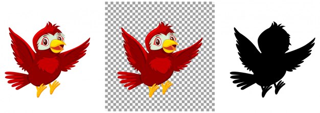 Симпатичная красная птица мультипликационный персонаж