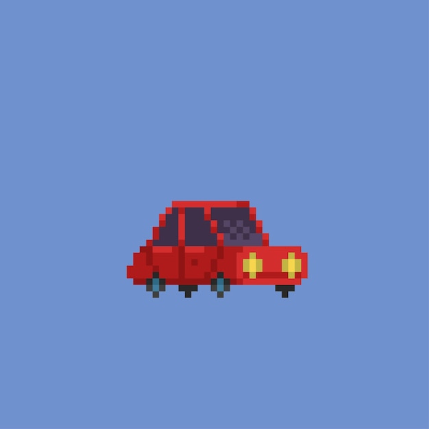 cute red car in pixel style