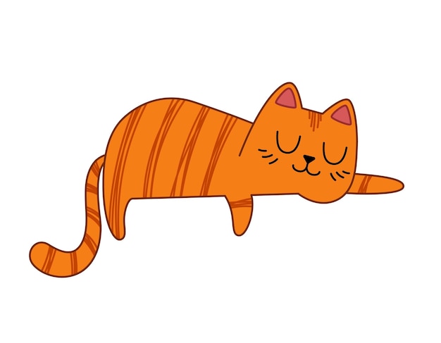 A cute red cat is sleeping Happy pet Vector