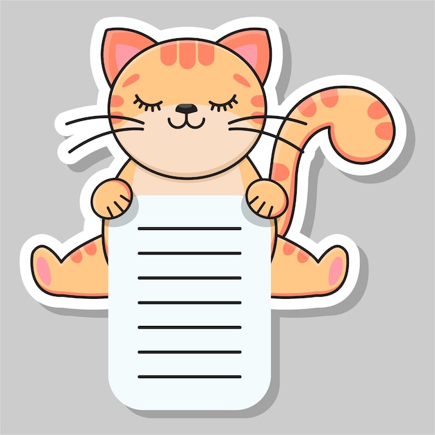 Cute red cat Vector sticker Notepad sticker Vector illustration