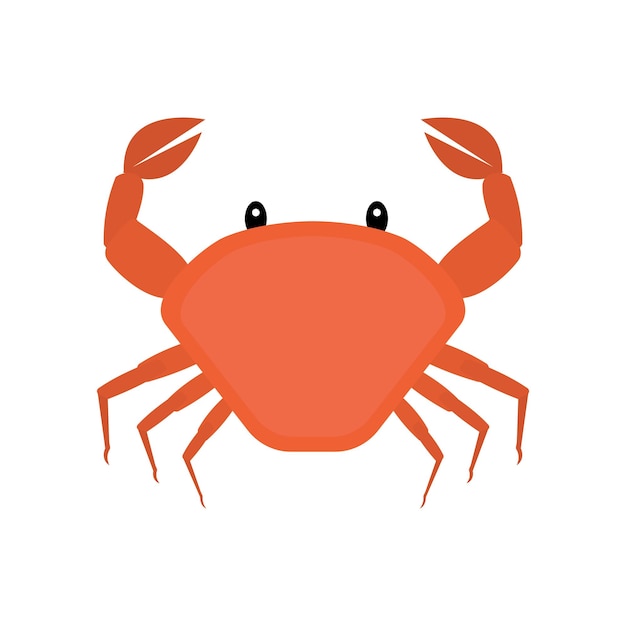 Carino granchio rosso isolato su sfondo bianco creatura del mare piatto clip art di crostaceo