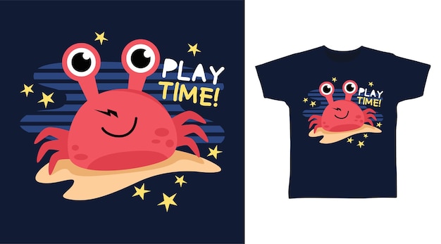 Cute red crab tshirt design