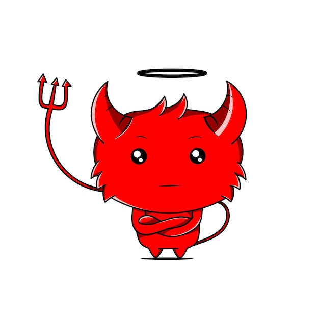 Cute red devil character kawaii design