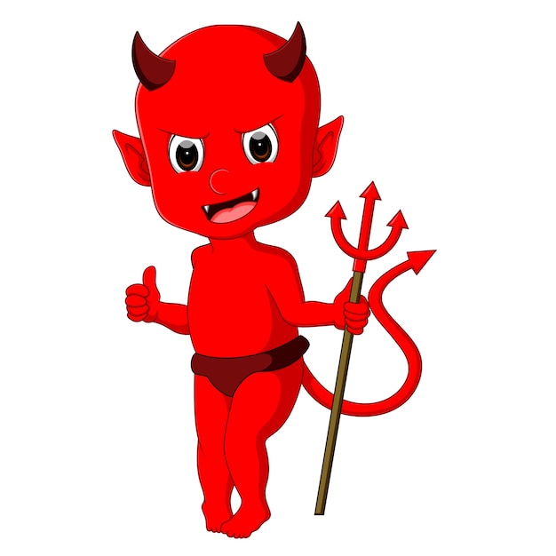Вектор Симпатичный красный дьявол