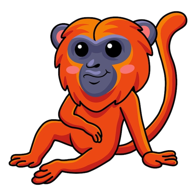 Cute red howler monkey cartoon sitting