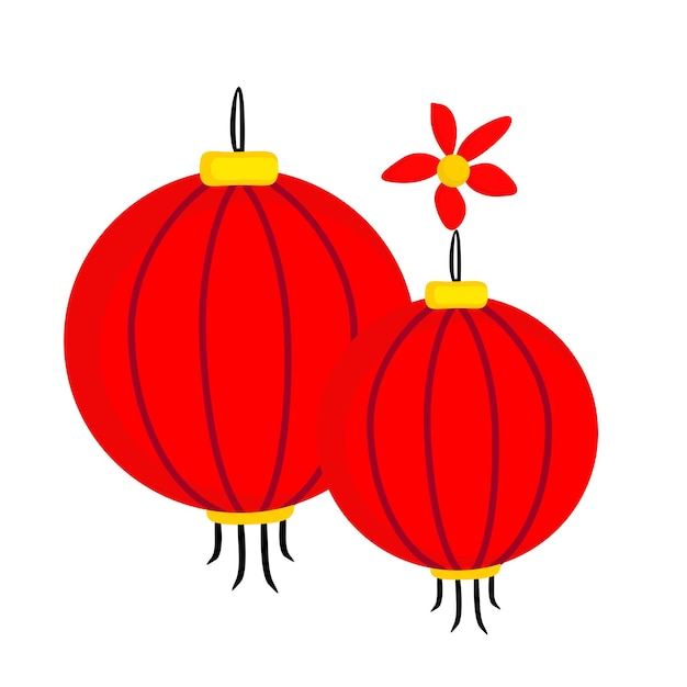 Cute Red Lantern for Happy Chinese New Year Illustration Vector Clipart