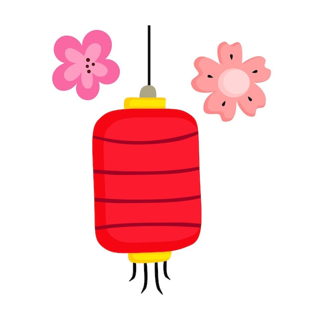 cute red lantern for happy chinese new year illustration vector clipart