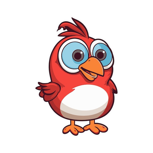 Cute red little bird Cartoon vector illustration