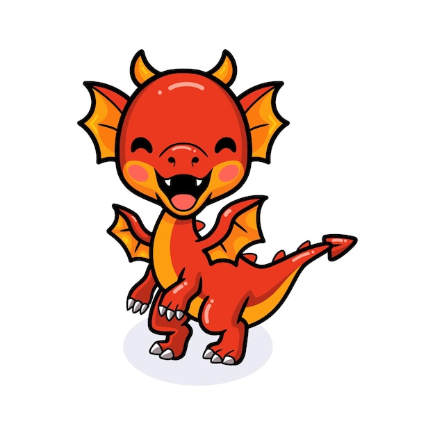 Cute red little dragon cartoon