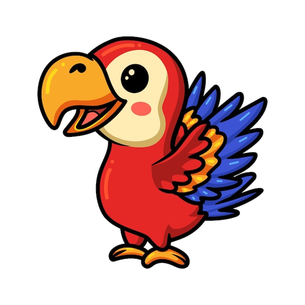 Cute red little parrot cartoon