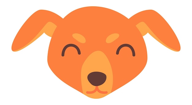 Simpatico volto di cane meticcio rosso in stile cartone animato piatto