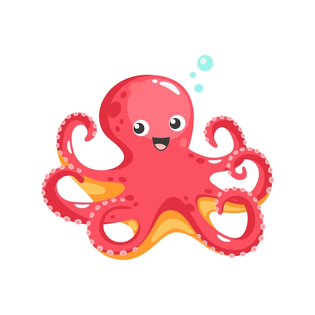 Cute red octopus