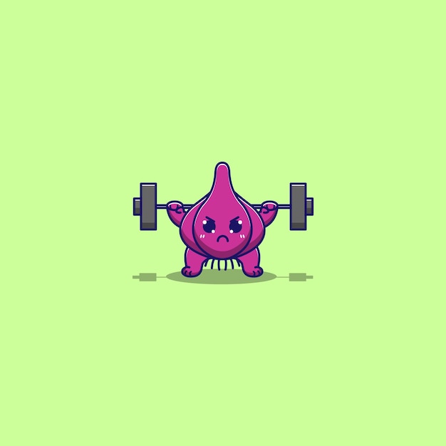 Cute red onion doing weight training