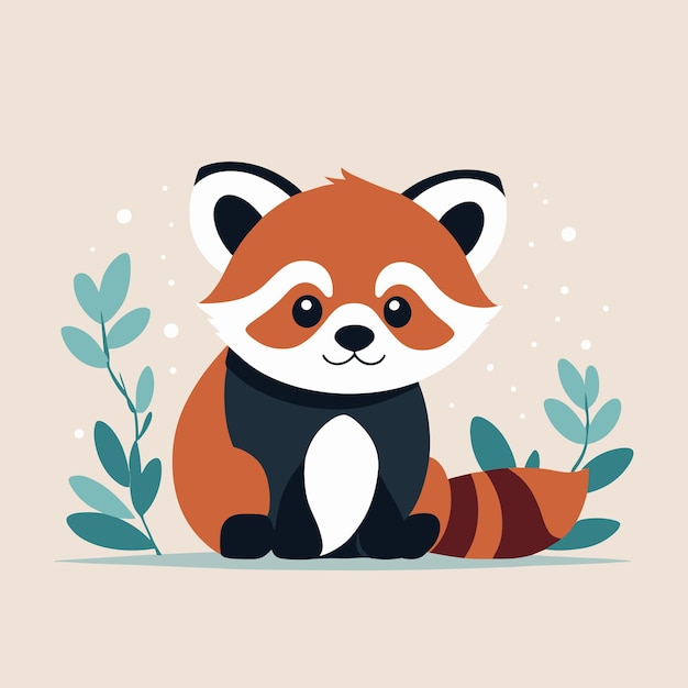 Cute red panda cartoon illustration for kids