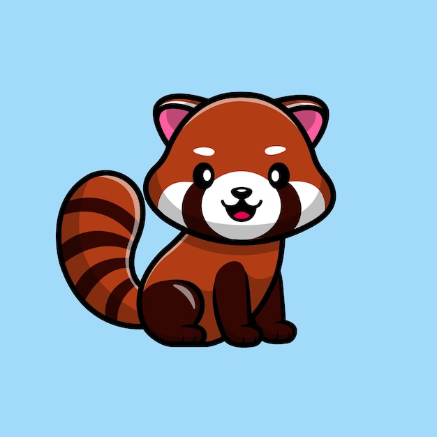 Cute red panda cartoon vector icon illustration