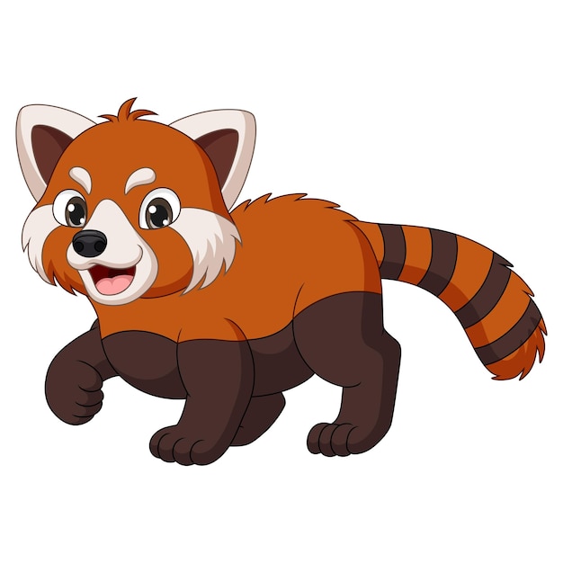 Cute red panda cartoon walking