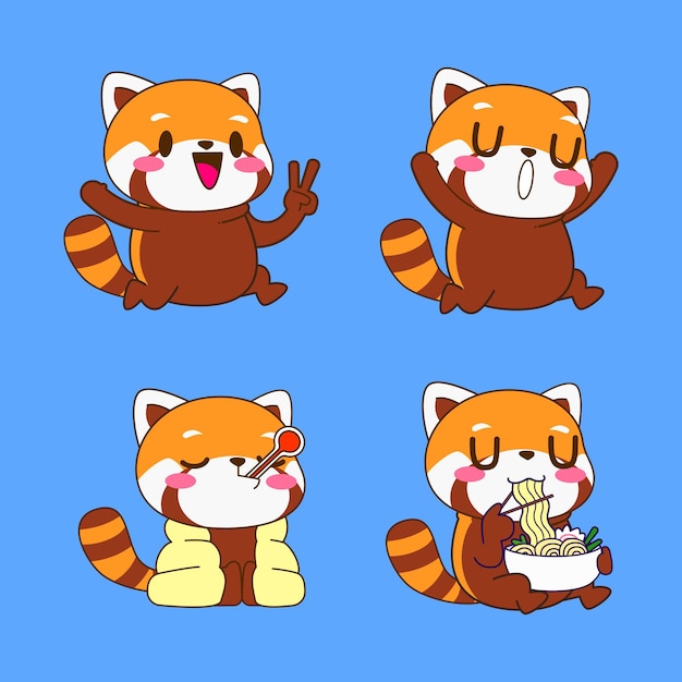 Cute red panda drawing cartoon red panda sticker
