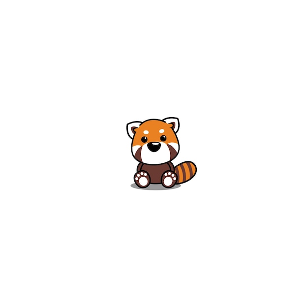 Cute red panda sitting cartoon vector illustration