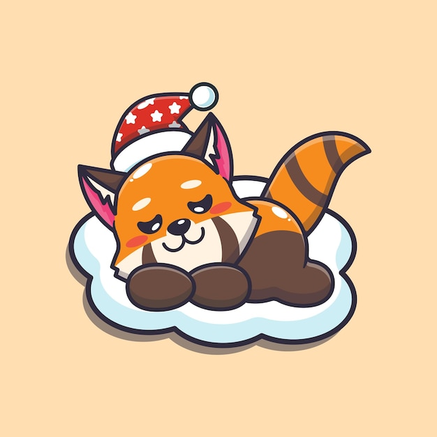 Cute red panda sleep cute cartoon animal illustration