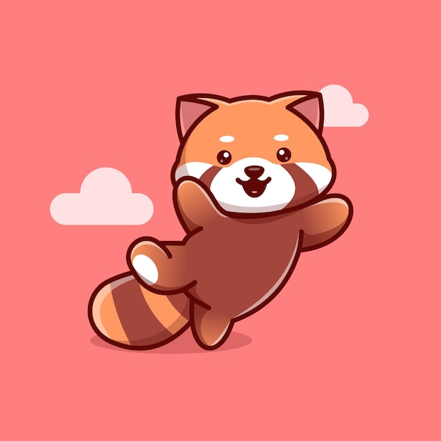 Cute Red Panda Vector Icon Illustration Animal Icon Concept Isolated Premium Vector