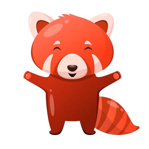 Vector cute red panda on a white background