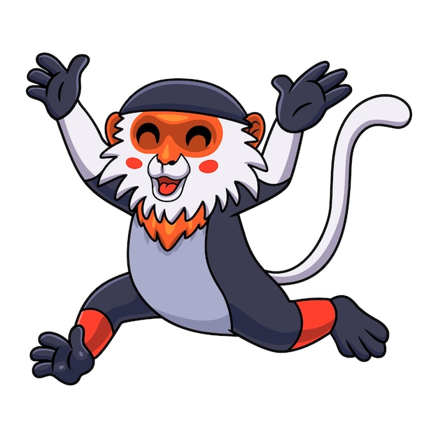 Vector cute red shanked douc monkey cartoon running