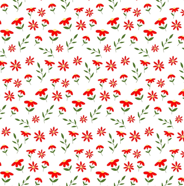 Cute red small flowers seamless pattern