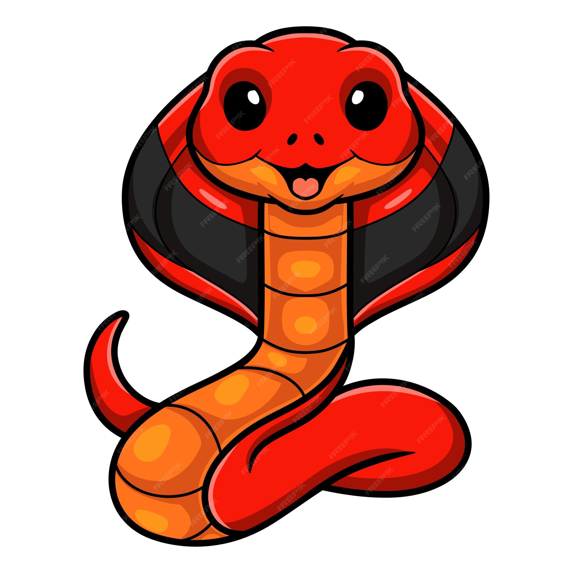 Premium Vector | Cute red spitting cobra cartoon