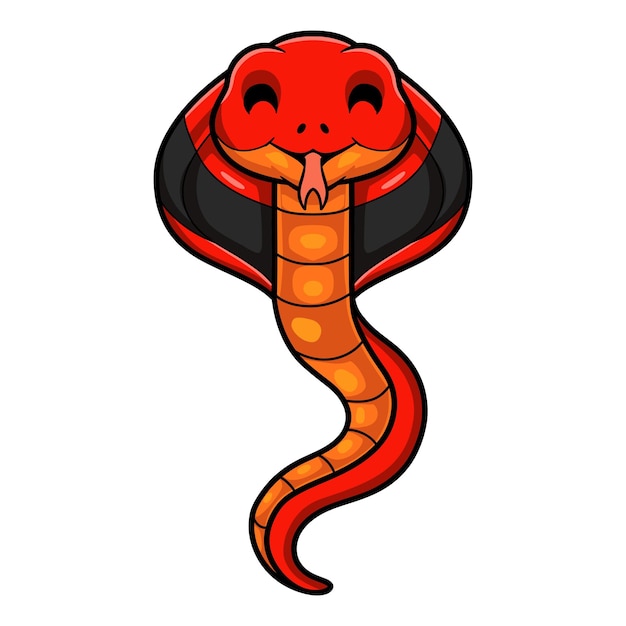 Vector cute red spitting cobra cartoon