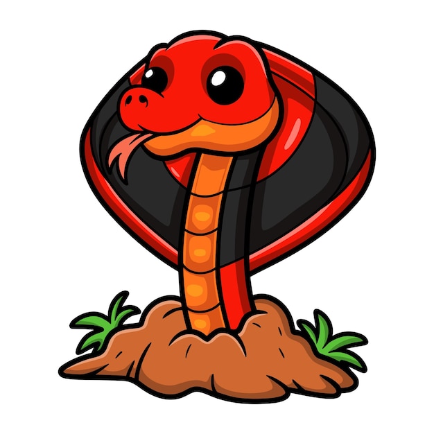 Vector cute red spitting cobra cartoon