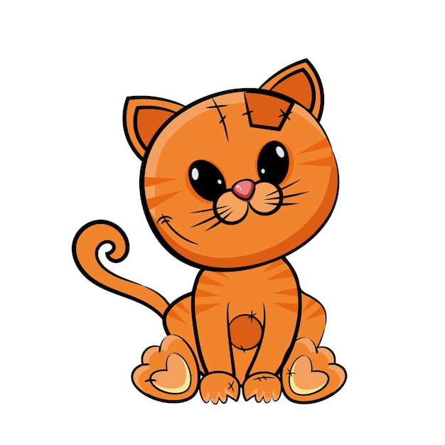 Cute red striped cat isolated on a white background cartoon vector illustration for halloween