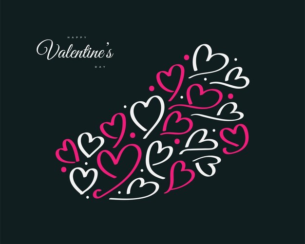 Carino rosso e bianco doodle cuore illustrazione per l'elemento di san valentino. sfondo di san valentino per carta da parati, volantini, inviti, poster, brochure, banner o cartoline
