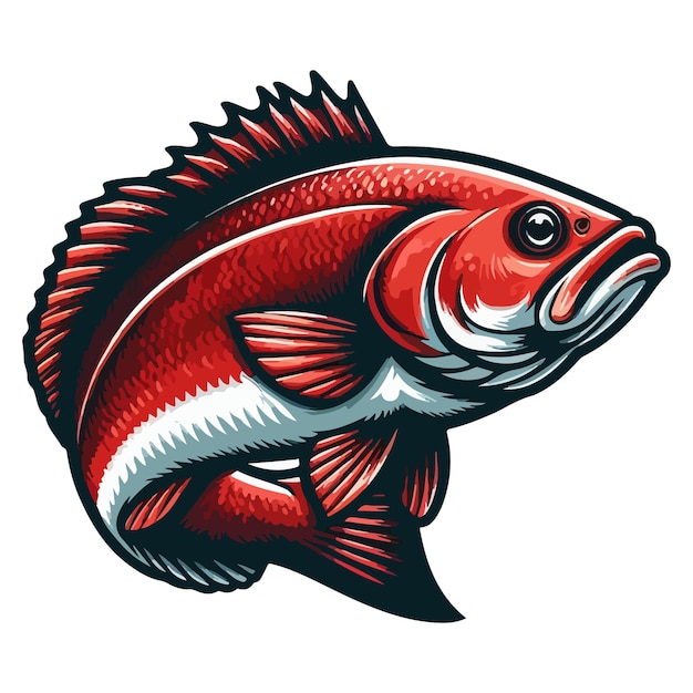 Cute redfish fish vector cartoon illustration