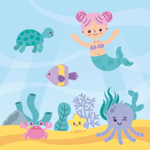 Vector cute reef cartoon