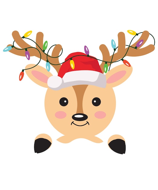 Vector cute reindeer christmas illustration