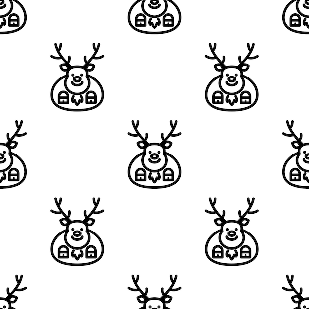 Cute Reindeer seamless pattern on white background