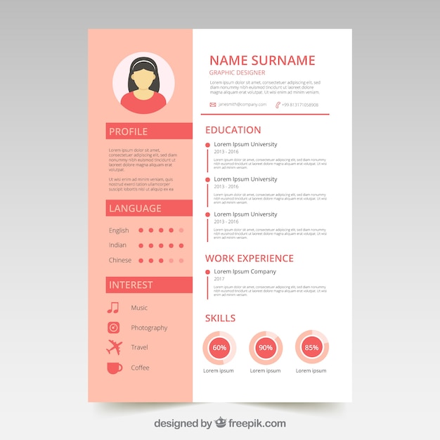 Cute resume template with graphics