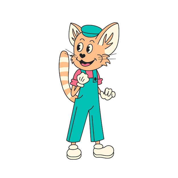 Cute retro cat boy mascot