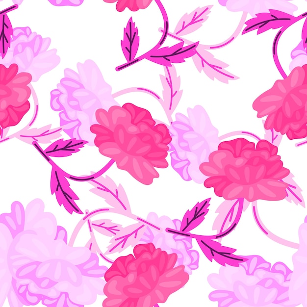 Cute retro flower seamless pattern hand drawn floral endless background