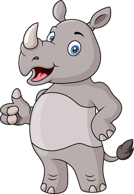 Cute rhino cartoon giving thumb up