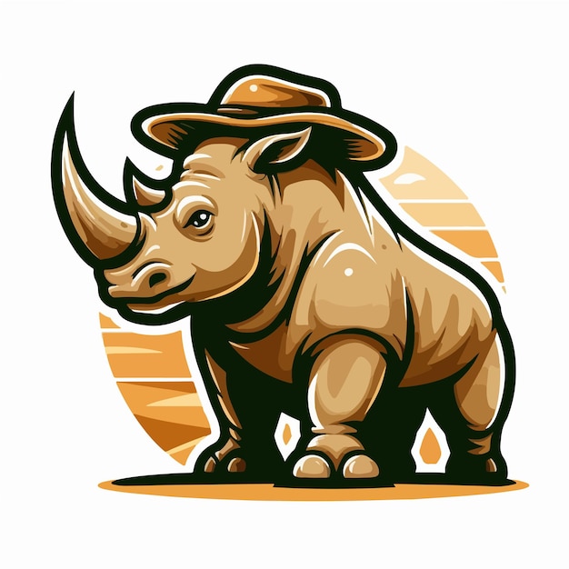 cute Rhino cartoon vector on white background