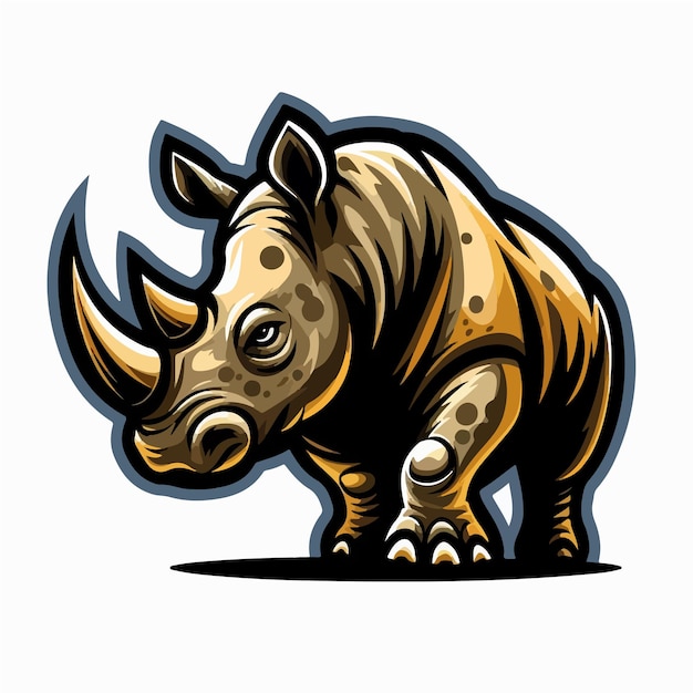 Милый вектор мультфильма о носороге на белом фоне