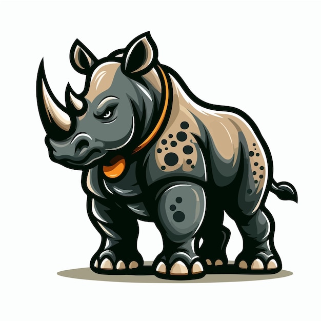 Vector cute rhino cartoon vector on white background